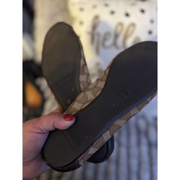 Coach chelsea tan/brown signature jacquard cap toe flat/shoe 10 - Picture 3 of 9